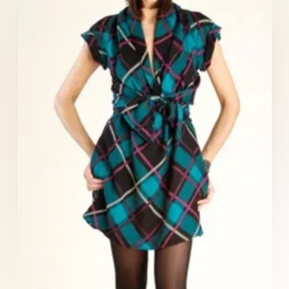 GUCCI EUC Plaid Clan Scarf Mini Dress Sz US 4 or IT 40 🍀🍀